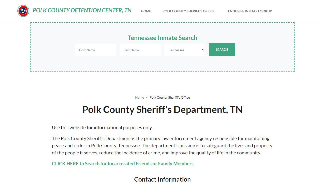 Polk County Sheriff Department, TN Arrests, Warrant Lookup